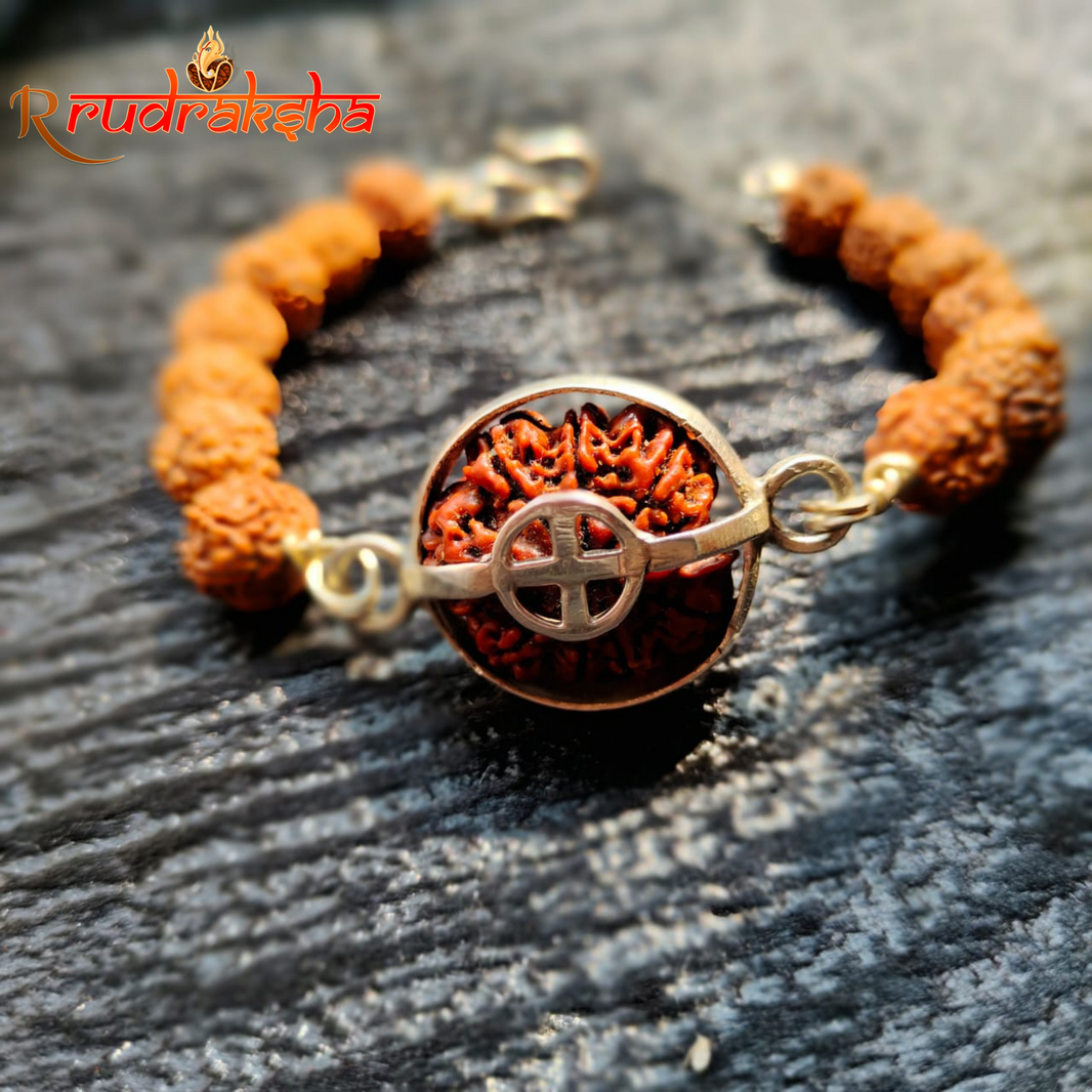 5 Mukhi Pure Silver Rudraksha Bracelet - Certified