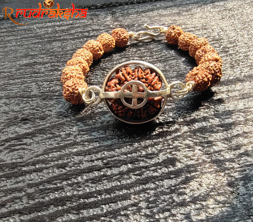 6 Mukhi Pure Silver Rudraksha Bracelet - Certified