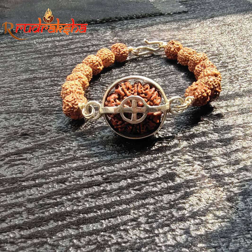 6 Mukhi Pure Silver Rudraksha Bracelet - Certified