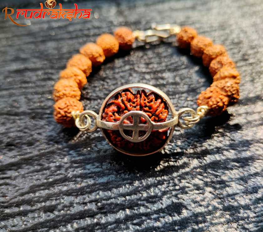 9 Mukhi Pure Silver Rudraksha Bracelet - Certified