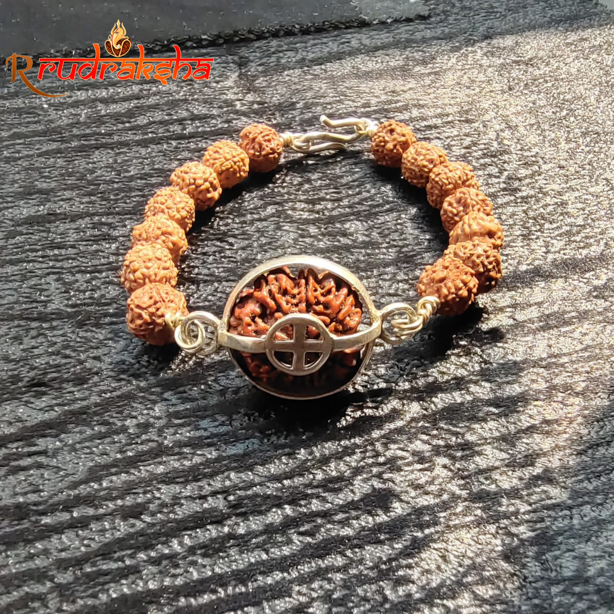 5 Mukhi Pure Silver Rudraksha Bracelet - Certified