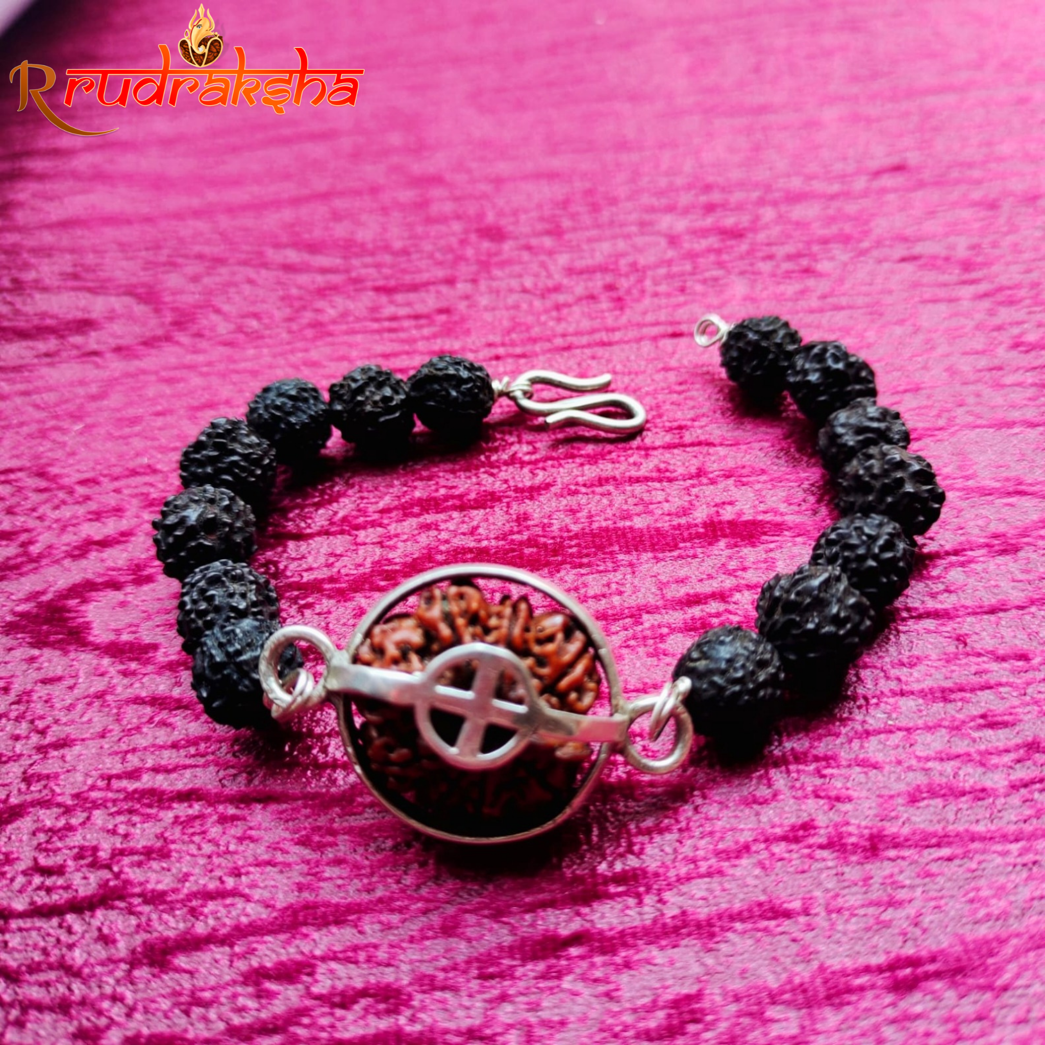 9 Mukhi Pure Silver Black Rudraksha Bracelet - Certified