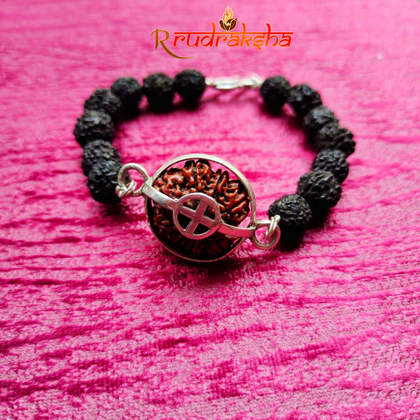8 Mukhi Pure Silver Black Rudraksha Bracelet - Certified