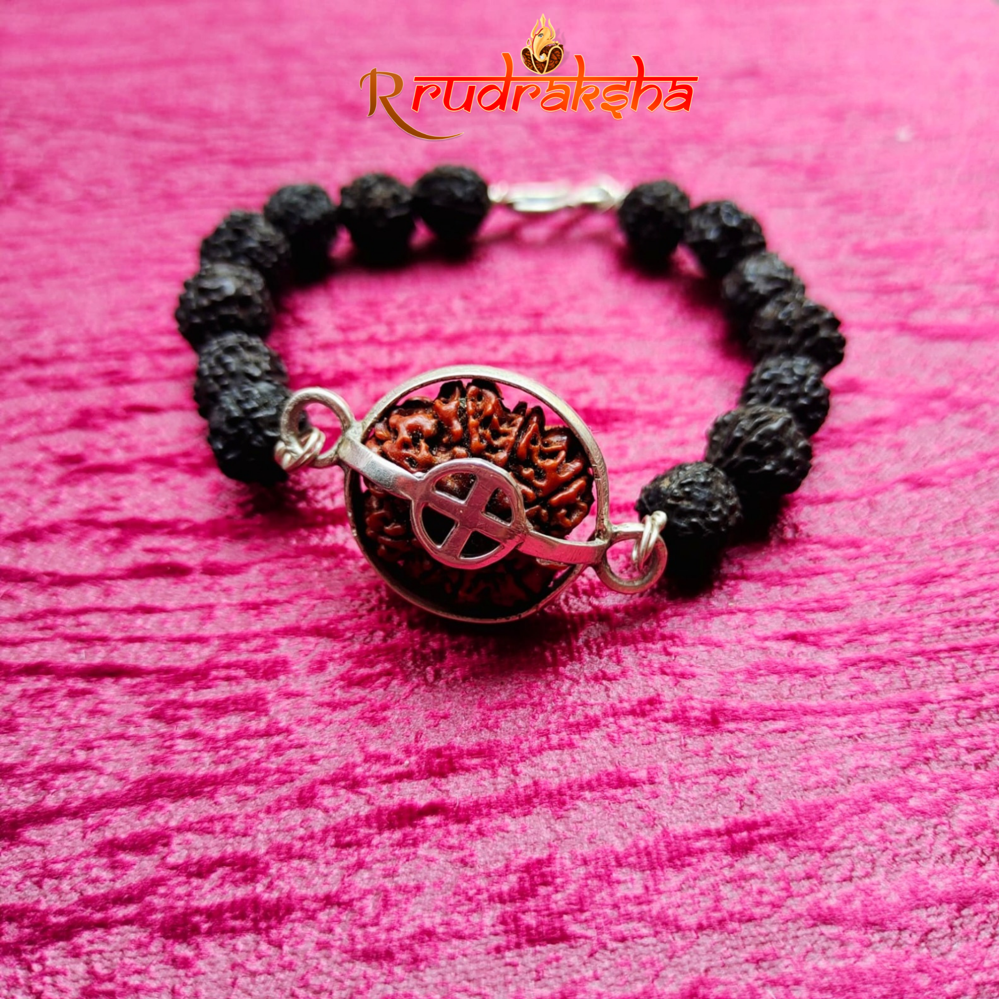 7 Mukhi Pure Silver Black Rudraksha Bracelet - Certified