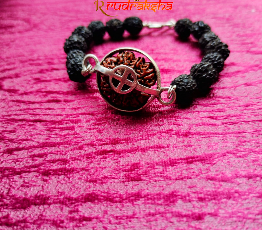 8 Mukhi Pure Silver Black Rudraksha Bracelet - Certified