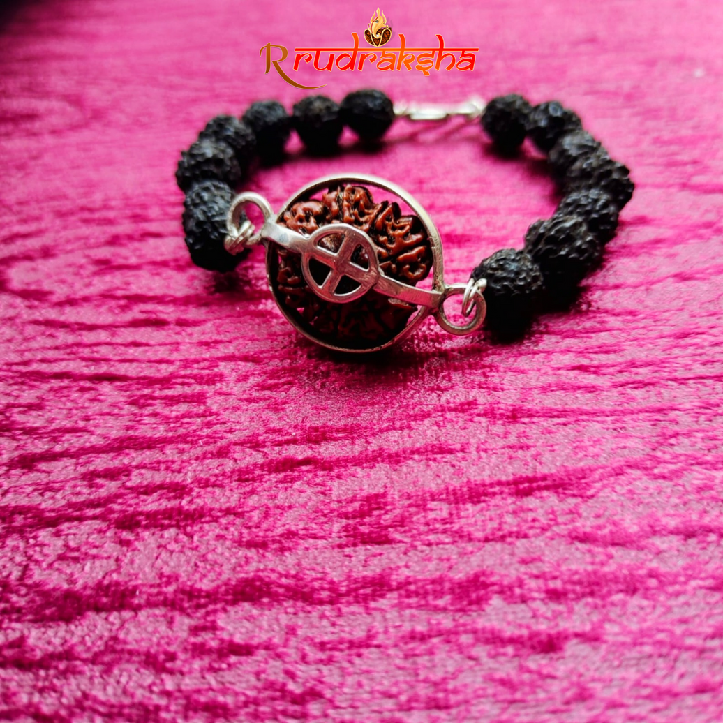 8 Mukhi Pure Silver Black Rudraksha Bracelet - Certified