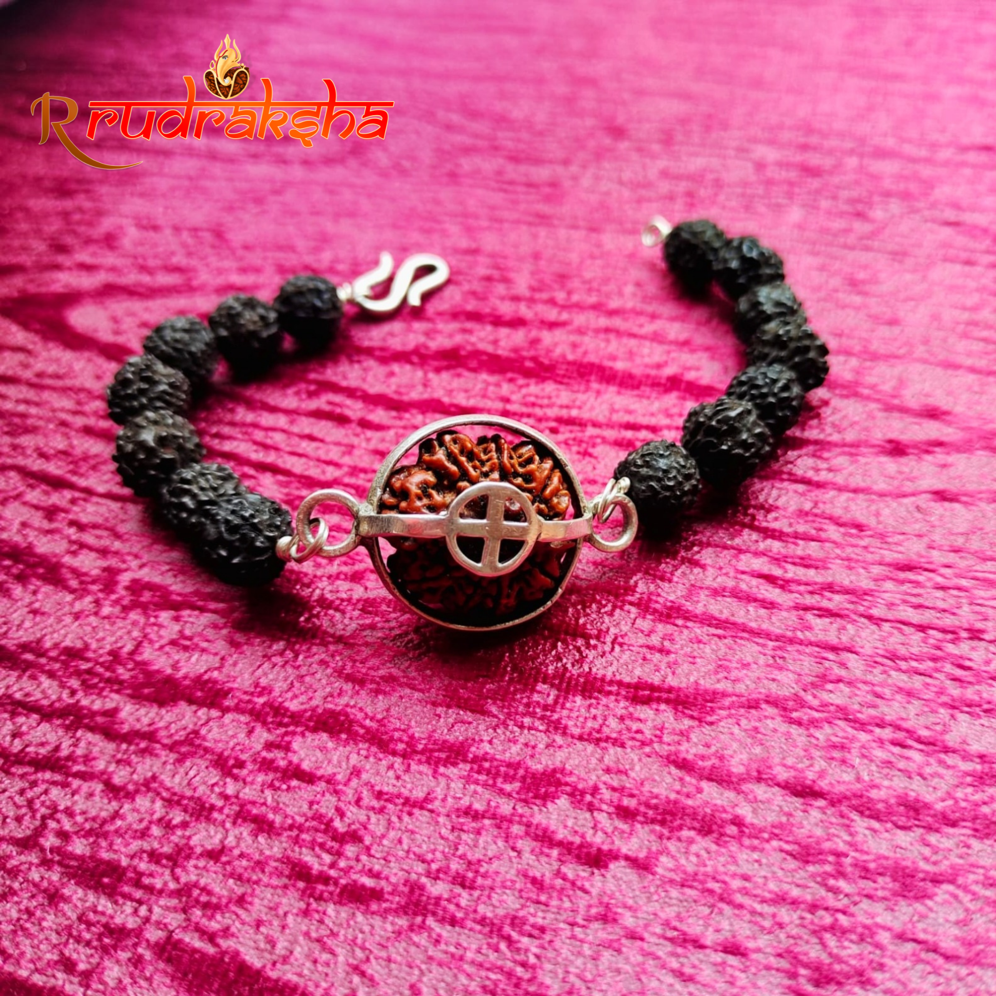 9 Mukhi Pure Silver Black Rudraksha Bracelet - Certified