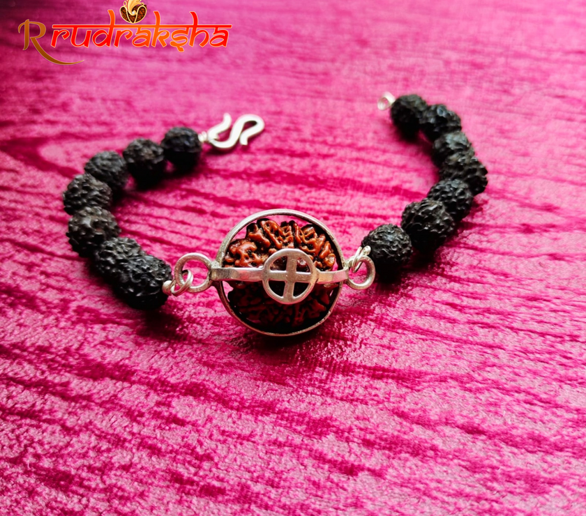 8 Mukhi Pure Silver Black Rudraksha Bracelet - Certified