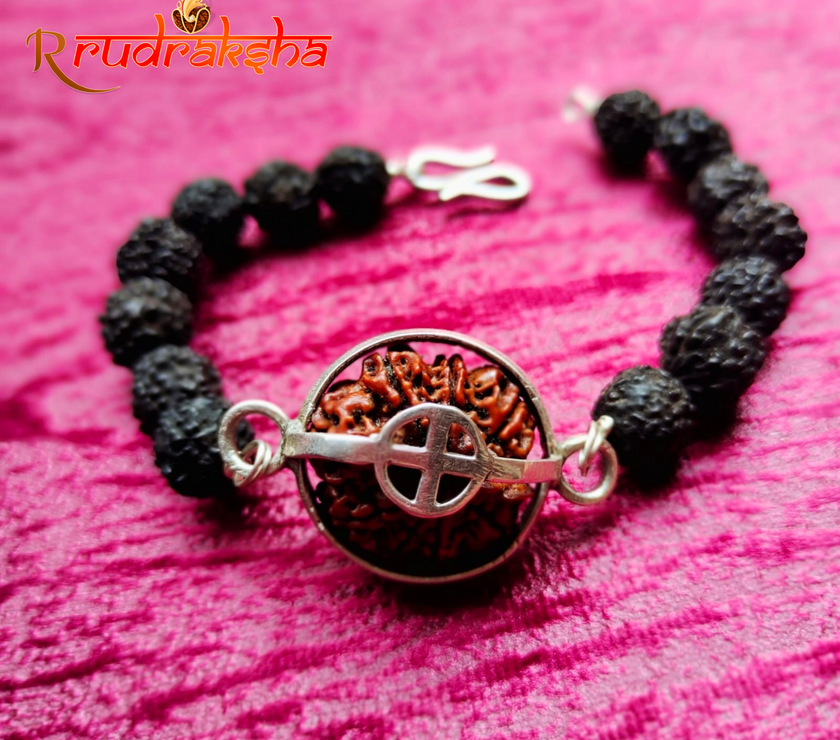 6 Mukhi Pure Silver Black Rudraksha Bracelet - Certified