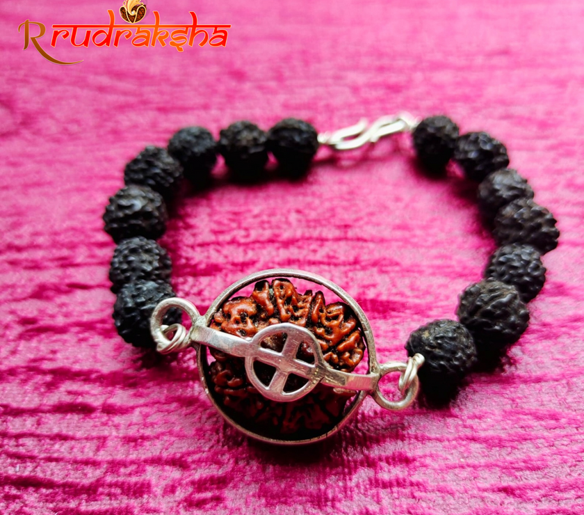 6 Mukhi Pure Silver Black Rudraksha Bracelet - Certified