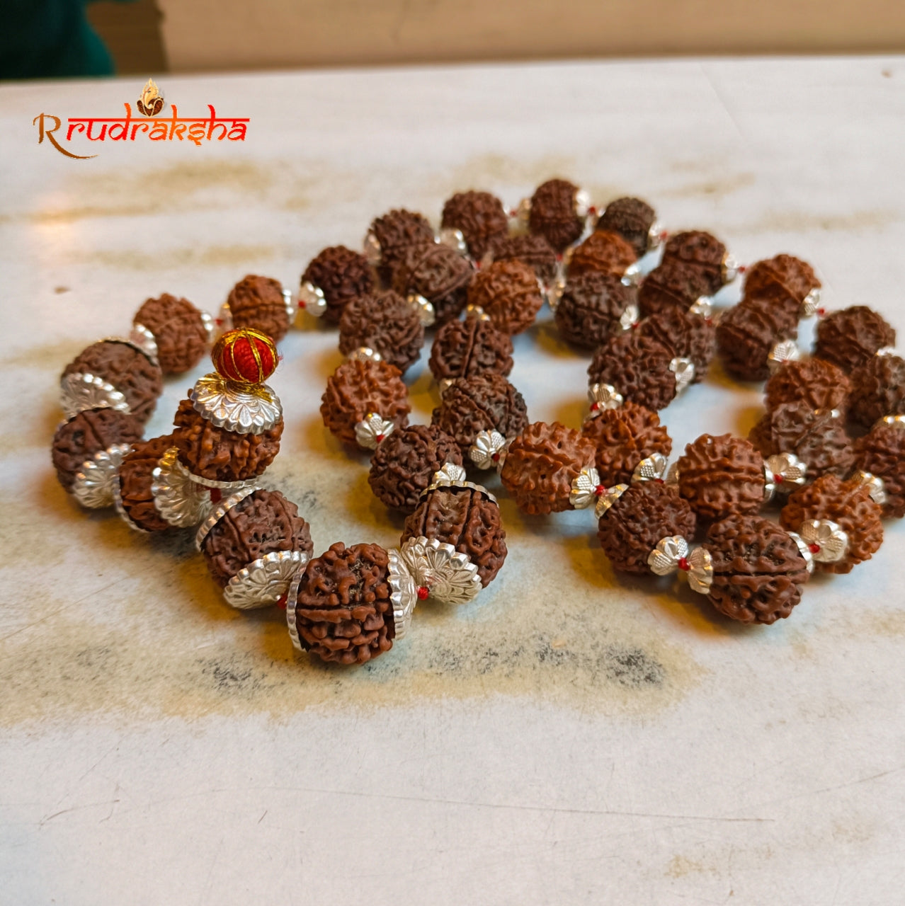 Nepali 5 Mukhi Pure Silver Rudraksha Kantha - Certified