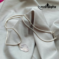 Rose Quartz Pure Silver Pendant With Chain