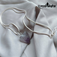 Amethyst Stone Pure Silver Pendent With Chain