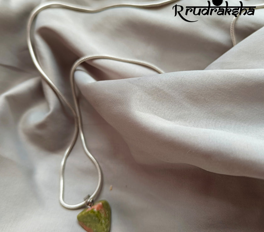 Unakite Stone Pure Silver Locket With Chain