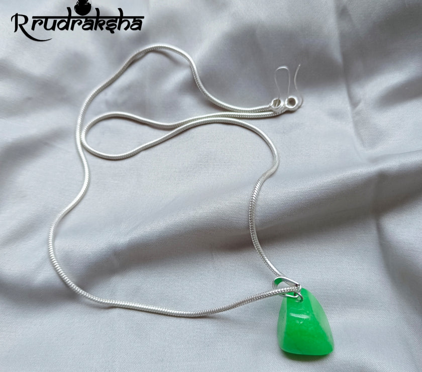 Jade/Margaj Stone Pure Silver Locket With Chain