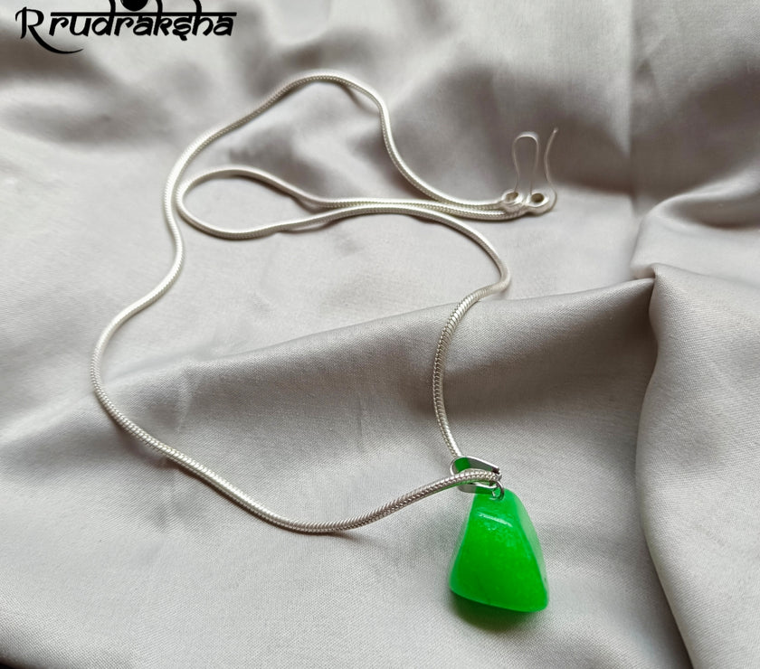Jade/Margaj Stone Pure Silver Locket With Chain