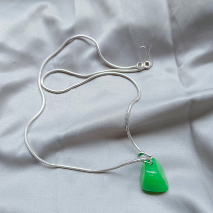 Jade/Margaj Stone Pure Silver Locket With Chain