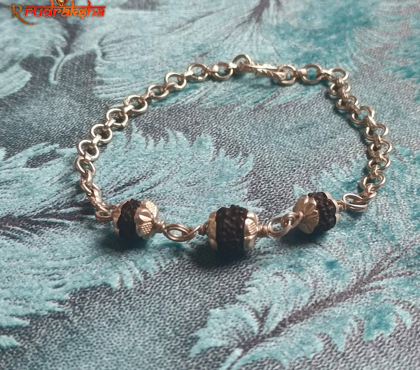 Black Rudraksha Pure Silver Bracelet