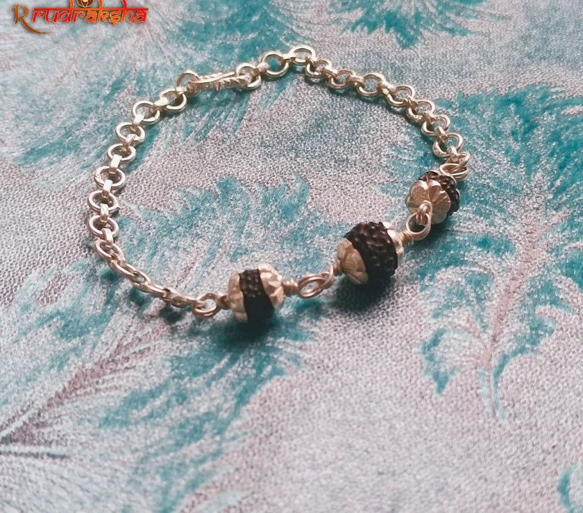 Black Rudraksha Pure Silver Bracelet