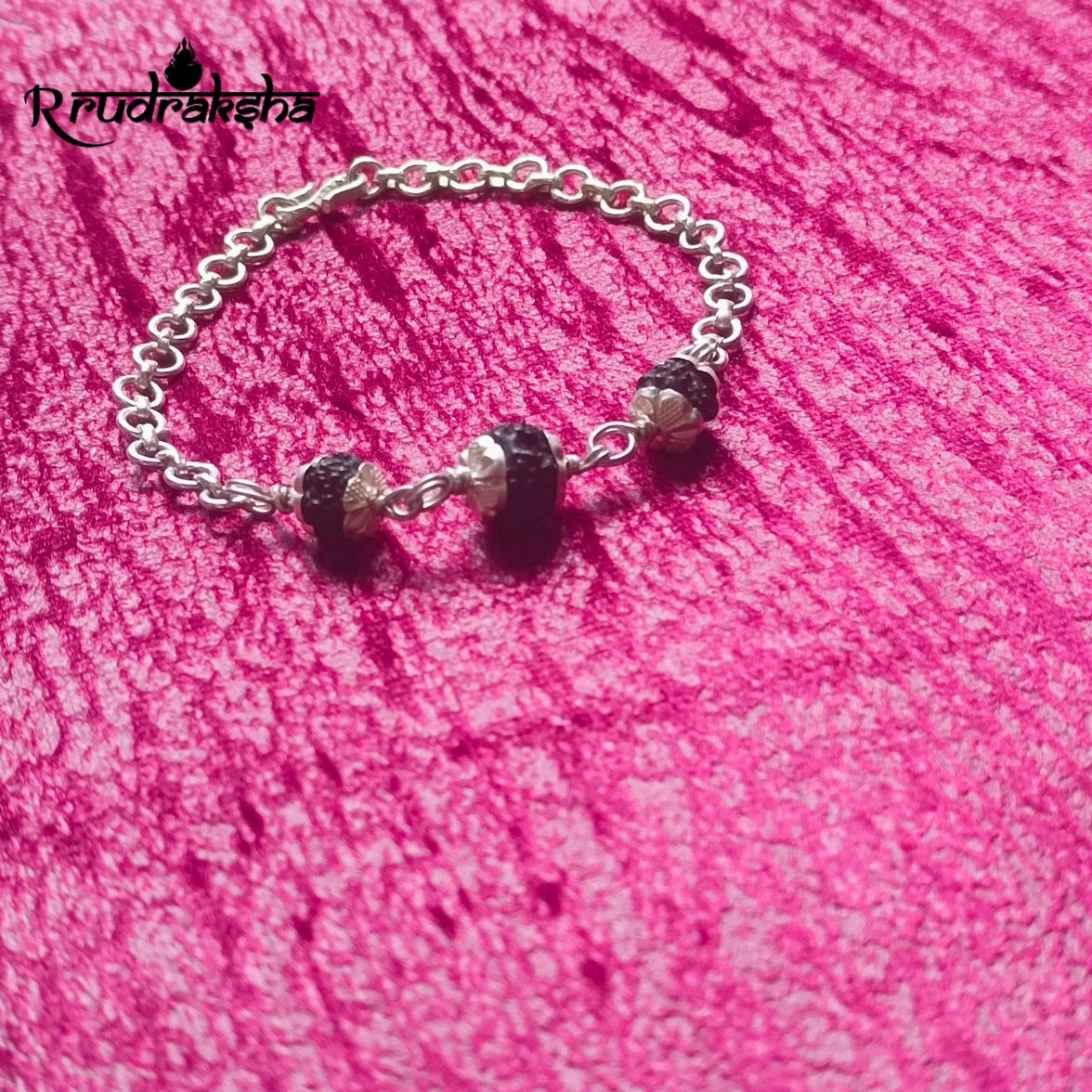 Black Rudraksha Pure Silver Bracelet