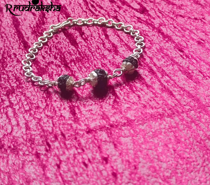 Black Rudraksha Pure Silver Bracelet