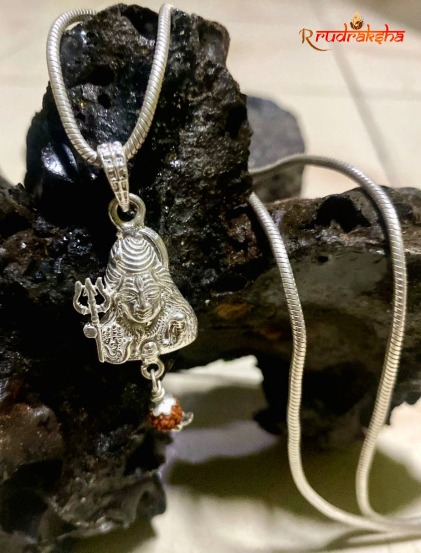 Pure Silver Lord Mahadev Pendent With Chain