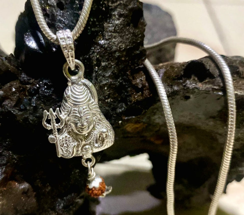 Pure Silver Lord Mahadev Pendent With Chain