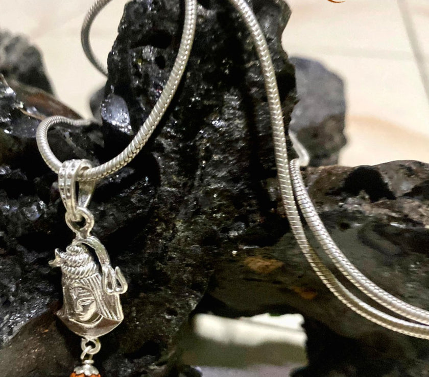 Pure Silver Lord Shiva Pendent With Chain