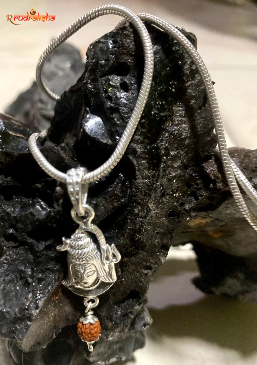 Pure Silver Lord Shiva Pendent With Chain