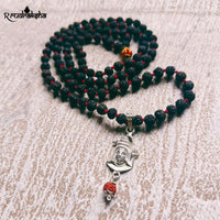 Pure Silver Lord Shiva Locket String With Black Rudraksha Mala