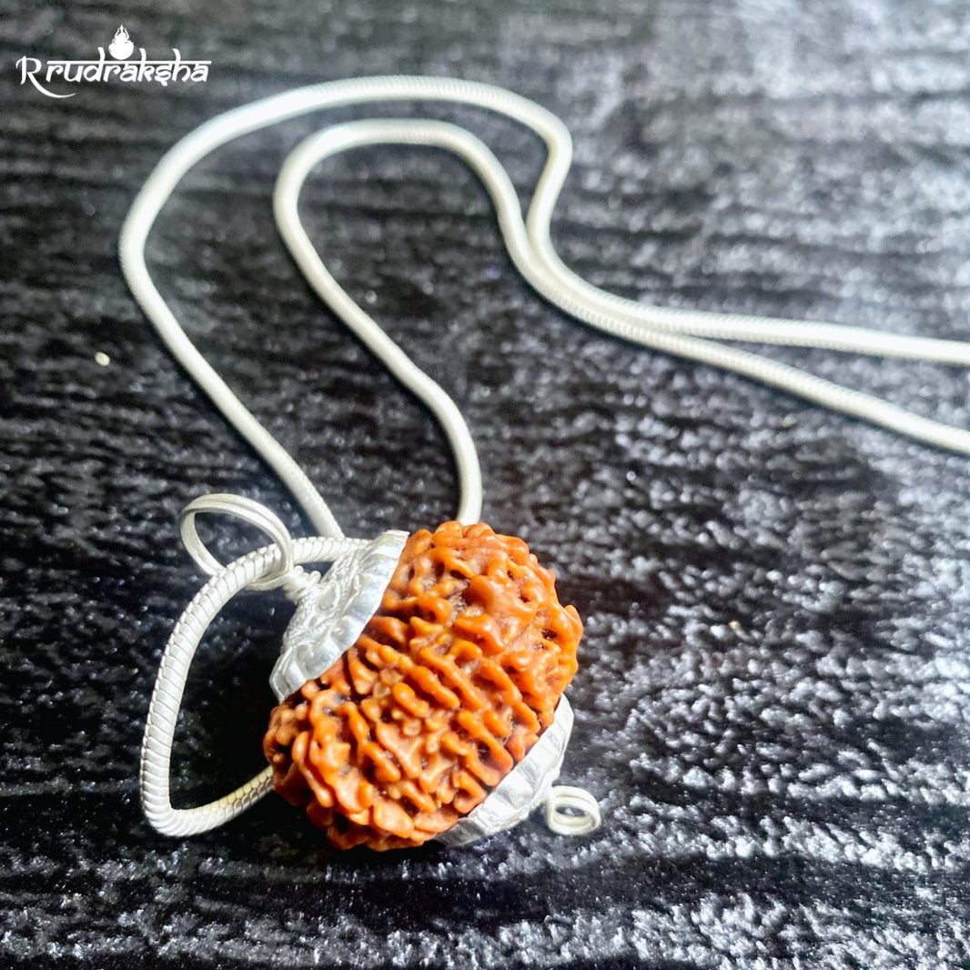 Nepali 11 Mukhi Rudraksha Silver Chain Pendent