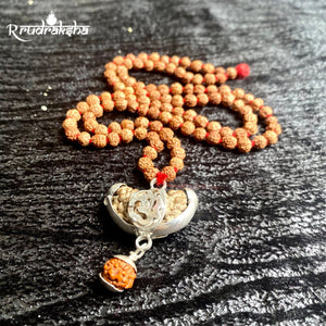 HalfMoonShape 1 Mukhi Rudraksha String With Natural Rudraksha Mala