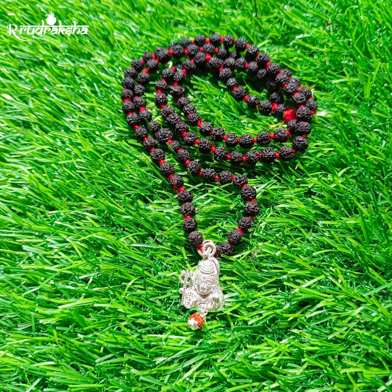 String For A Locket Pure Silver Lord Mahadev Locket String With Black Rudraksha Mala