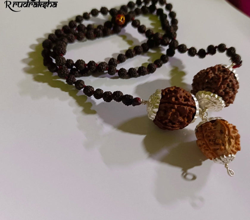 Rudraksha Saraswati Kawach with Black Punchmukhi Rudraksha Mala