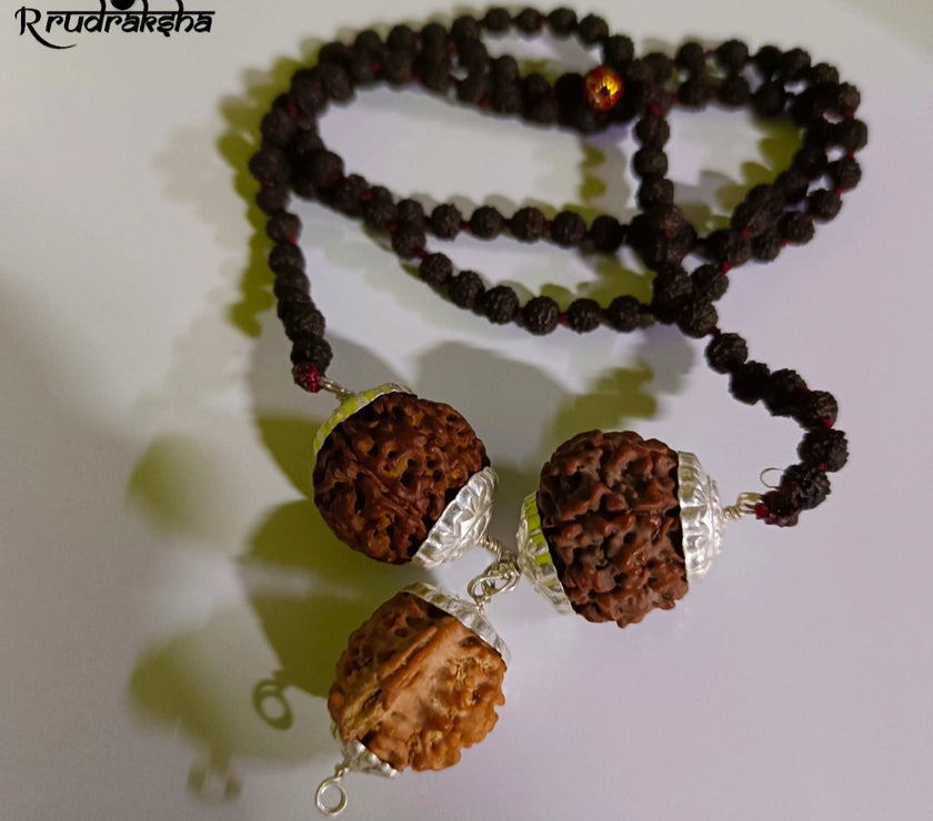 Rudraksha Saraswati Kawach with Black Punchmukhi Rudraksha Mala