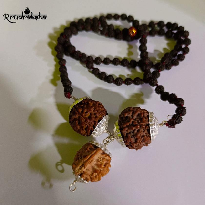 Rudraksha Saraswati Kawach with Black Punchmukhi Rudraksha Mala