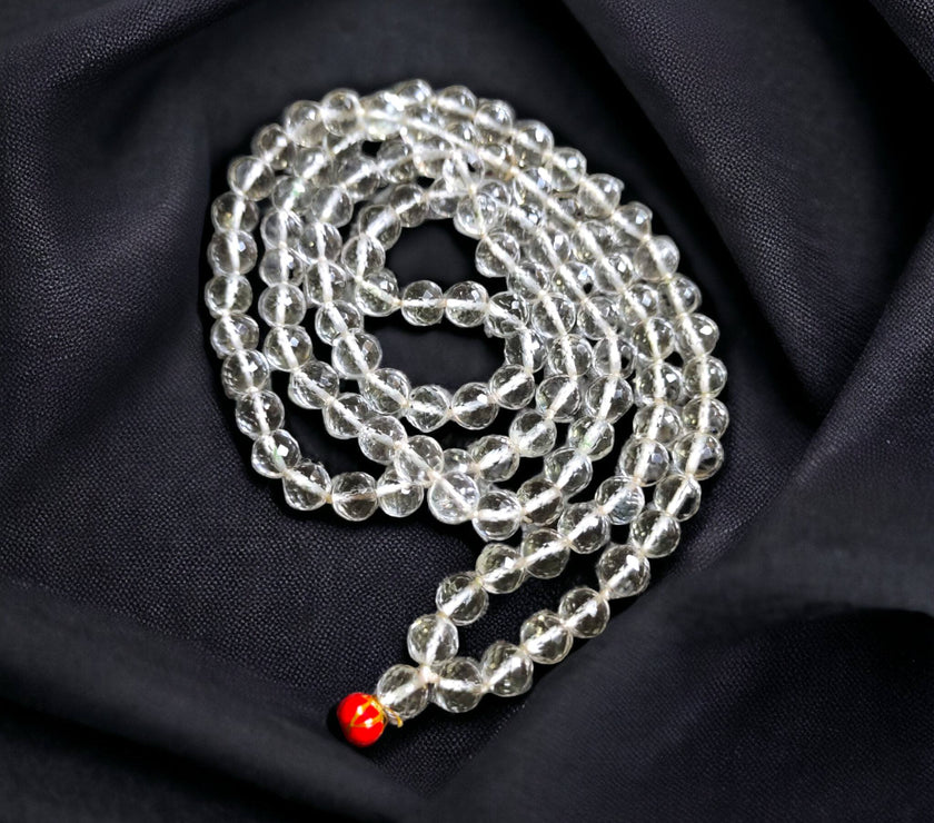 Diamond Cutting Sphatik/Quartz Mala