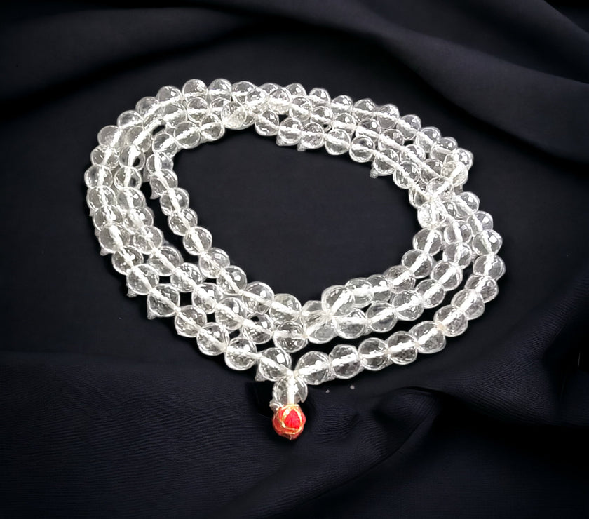 Diamond Cutting Sphatik/Quartz Mala