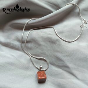Sun Stone Pure Silver Pendent With Chain